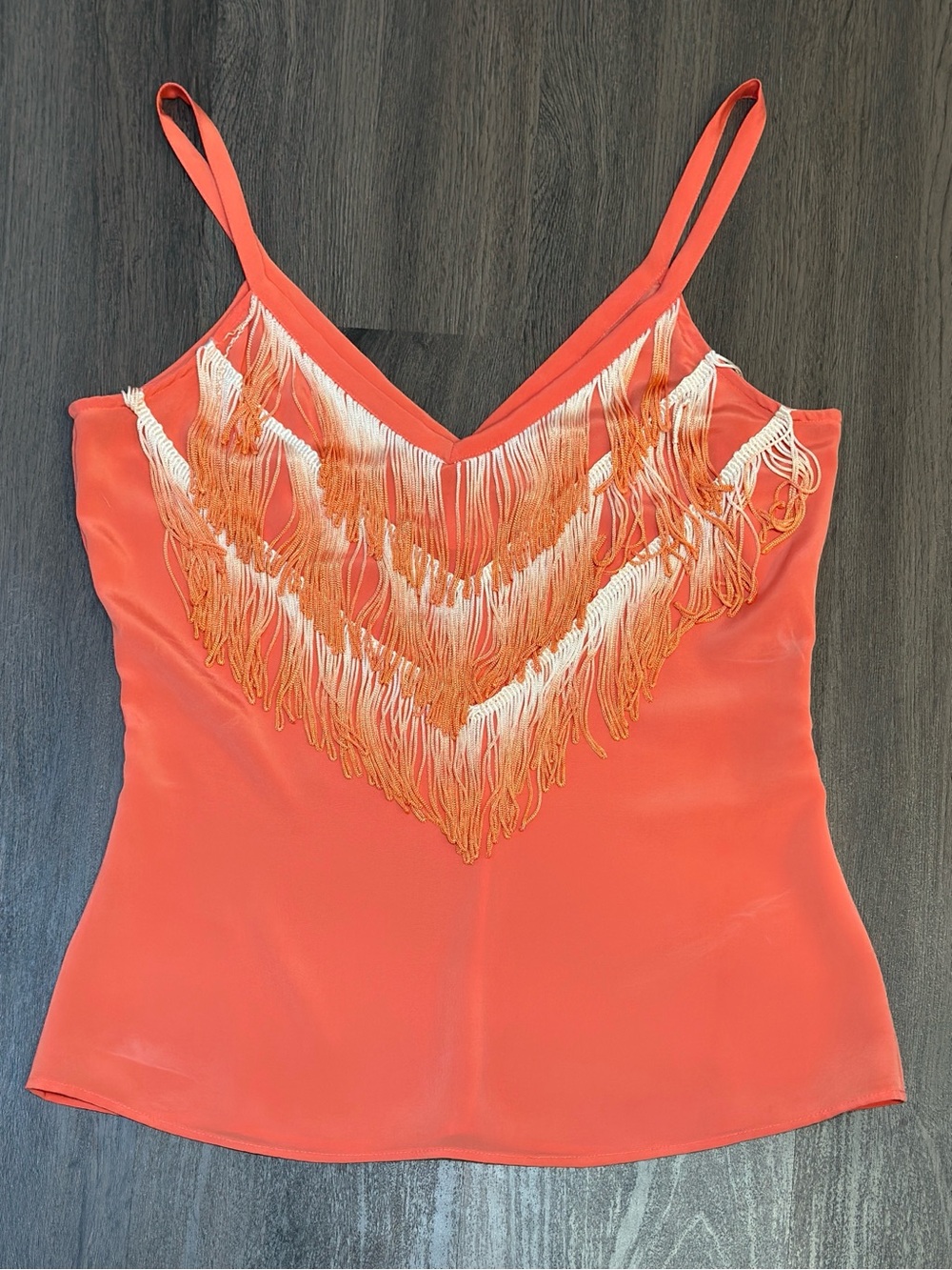 Coral Fringe Tassel Tank Top Boho Festival Concert Sleeveless Blouse Small - Picture 5 of 11